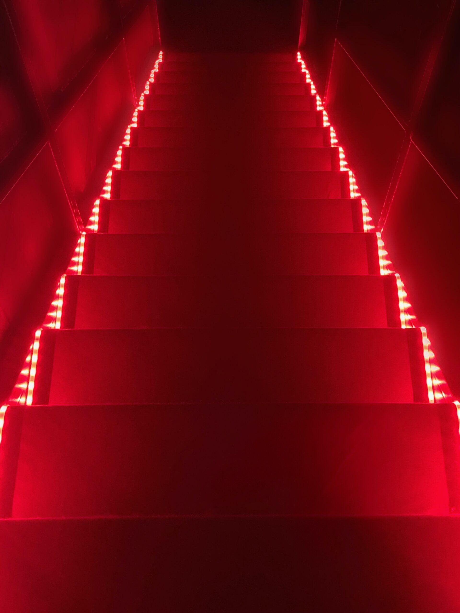 Red LED Lighted Staircase